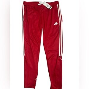 Women’s Adidas Aeroready Red and White Sweatpants with Classic Stripes
